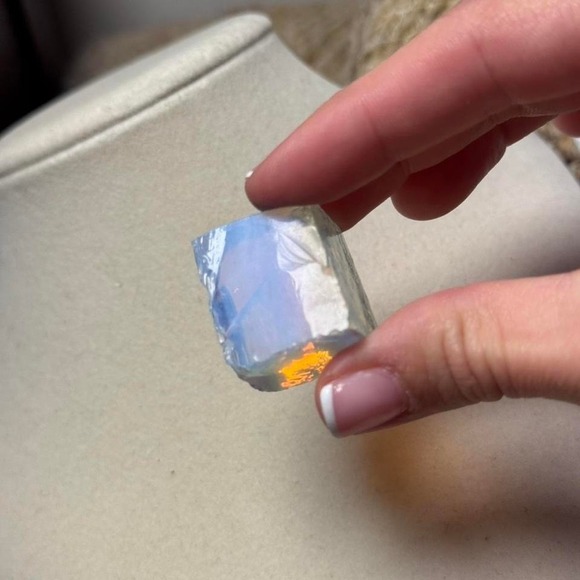 Natural Raw Opal Specimen and Polished Moonstone Crystal Set 2 Piece - Picture 4 of 7